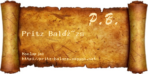 Pritz Balázs névjegykártya